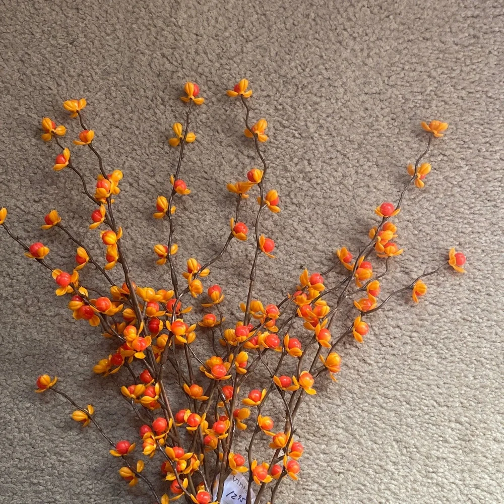 Orange and Red Bittersweet Faux Floral Branch